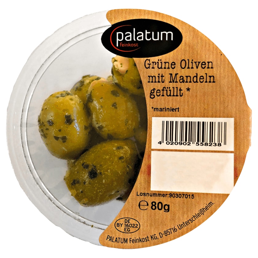 Palatum Grüne Oliven mit Mandeln gefüllt 80g